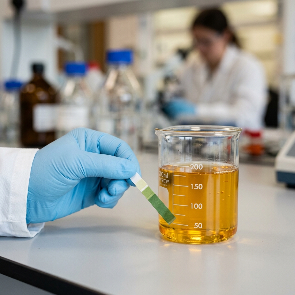Testing pH balance of LABSA neutralisation in chemical laboratory